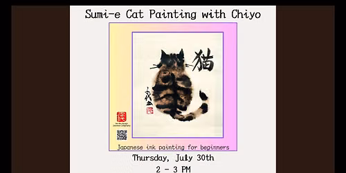 Sumi-e Cat Painting with Chiyo