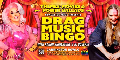 September Drag Music Bingo (Movies and Power Ballad\u2019s)
