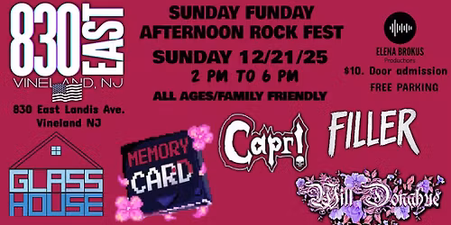 Sunday Funday Afternoon Rock Fest at 830East on 12\/21\/25