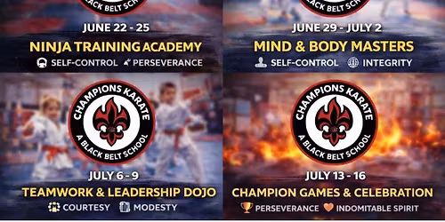 Champions Karate Summer Camp team and leadership dojo