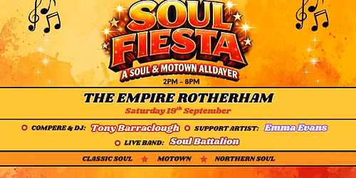 \ud83c\udfb6 SOUL FIESTA \u2013 The Ultimate Soul & Motown Day Party \ud83c\udfb6