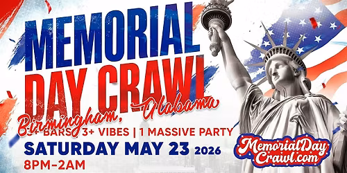 Birmingham, Alabama Memorial Day Bar Crawl Party 2026 | Saturday, May 23