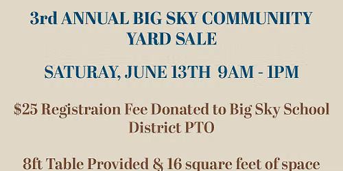 3rd Annual Big Sky Community Yard Sale