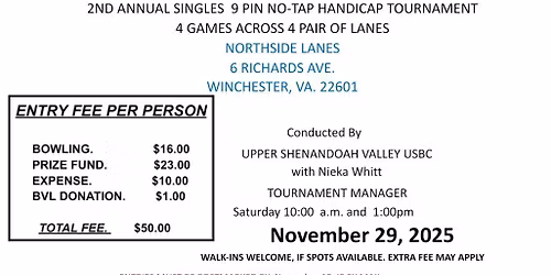 USV Association 2nd annual 9 pin No-Tap Bowling Tournament