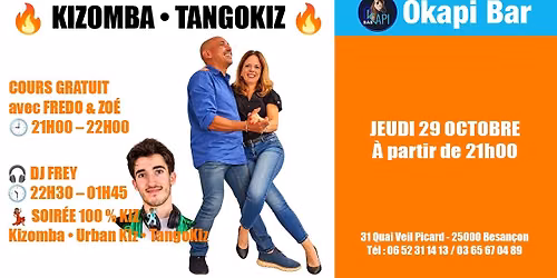 COURS KIZOMBA \u2022 TANGOKIZ avec Fr\u00e9do et Zo\u00e9 (gratuit)+ Mix DJ FREY