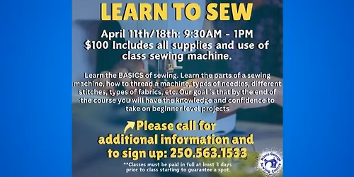 Learn To Sew! SOLD OUT!