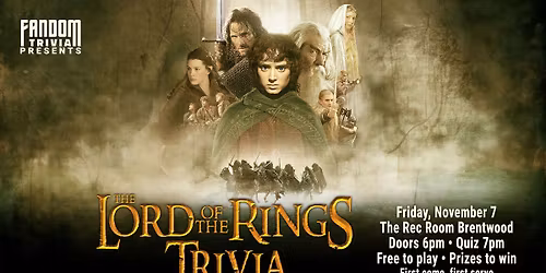 Lord of the Rings Movie Trivia at The Rec Room Brentwood