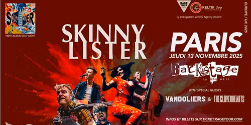 Skinny Lister + The Cloverhearts + Vandoliers | PARIS