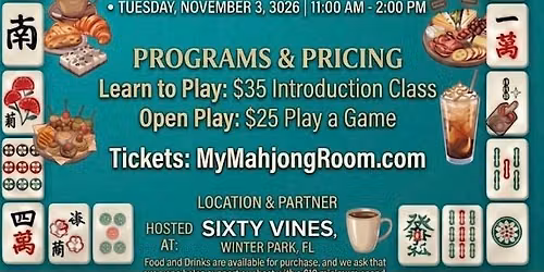 Introduction to American Mahjong at Sixty Vines Winter Park