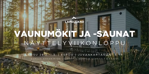 Vaunum\u00f6kit ja -saunat \u2013 n\u00e4yttelyviikonloppu Espoossa