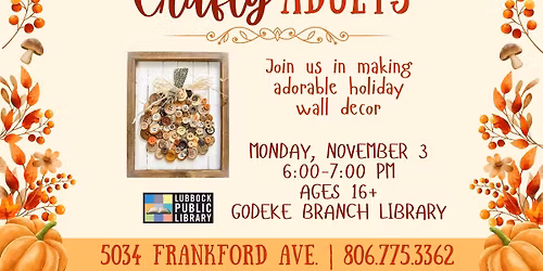 Button Pumpkin Craft at Godeke Branch Library
