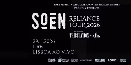 SOEN - Reliance Tour 2026 - ao vivo em Portugal