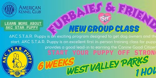 AKC STAR Puppy Group Puppy Training Class - 6 Weeks - $250