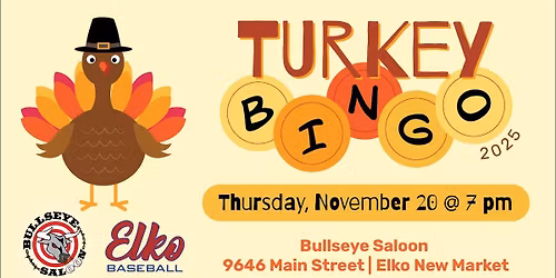 \ud83e\udd83Tukey BINGO! Elko Baseball \u26be\ufe0f  \ud83c\udfaf Bullseye Saloon