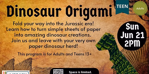 Adult and Teen Craft: Dinosaur Origami