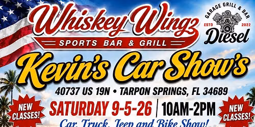 Kevin\u2019s & Whiskey Wings Tarpon Springs Car Shows Car, Truck, Jeep, & Bike Show