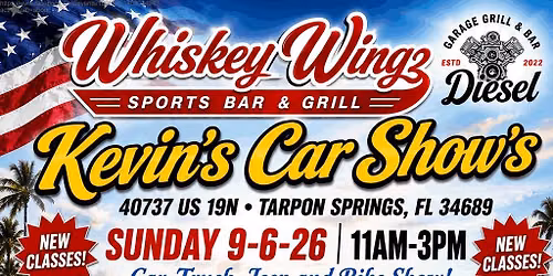 Kevin\u2019s & Whiskey Wings Tarpon Springs Car Shows Car, Truck, Jeep, & Bike Show