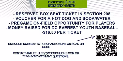 Woodchucks Night- DCEYB June 10