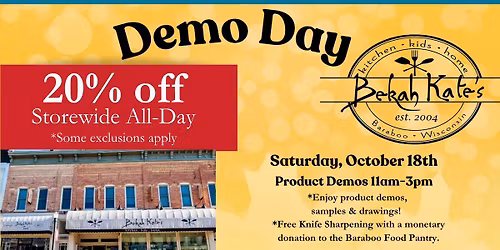 Demo Day at Bekah Kate's - Saturday, October 18th