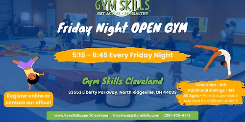 Friday Night Open Gym at Gym Skills Cleveland! \ud83e\udd38\u200d\u2640\ufe0f
