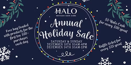 Annual Holiday Sale at Halo Artisan Skin Care
