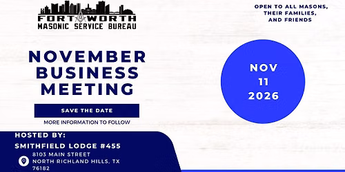 NOVEMBER BUSINESS MEETING - SAVE THE DATE