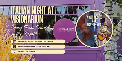 Rooftop Italian Night at Visionarium with Dave De Vita & Violet Mostes