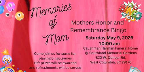 Memories of Mom Bingo