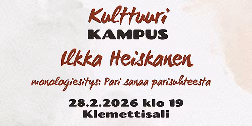 Ilkka Heiskasen monologiesitys: Pari sanaa parisuhteesta