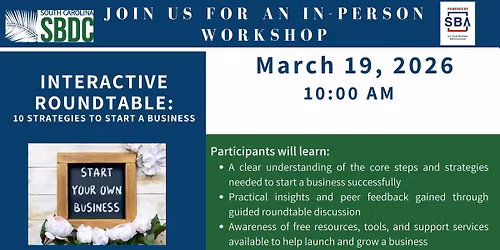 Interactive Roundtable: 10 strategies to start a business