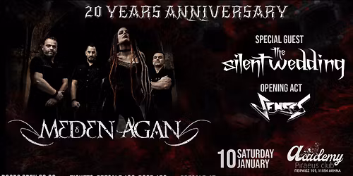  20 Years of Meden Agan \u2013 \u03a3\u03ac\u03b2\u03b2\u03b1\u03c4\u03bf 10 \u0399\u03b1\u03bd\u03bf\u03c5\u03b1\u03c1\u03af\u03bf\u03c5 2026 @Piraeus Academy + The Silent Wedding & Senses