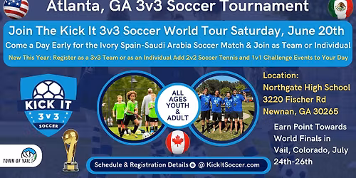 Atlanta, GA Kick It 3v3 Soccer Tournament 2026 World Tour