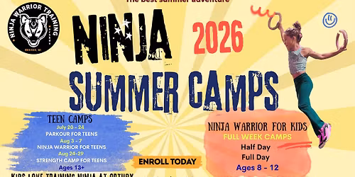 Ninja Warrior Summer Camp June 22 - 26, 2026