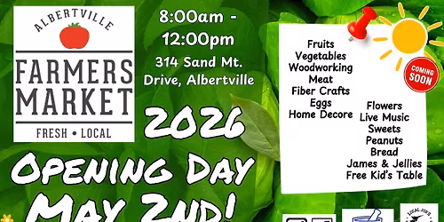 Albertville Farmers Market 2026 Opening Day!