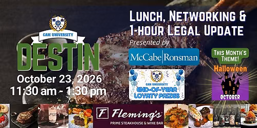 CAM U DESTIN Free Lunch and Legal Update at Fleming\u2019s