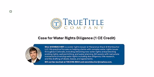Case for Water Rights Diligence (1CE Credit)