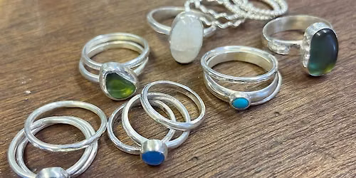 Beginners Cabochon Stone Set Silver Ring