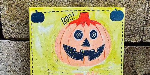 "Primitive Pumpkins" Acrylic Canvas Painting Class with Connie at Claytopia