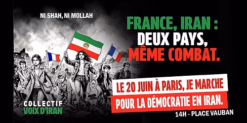 Grand Manifestation - Pl. Vauban, Paris 7e- Samedi 20 juin 2026 #StopExecutionsInIran