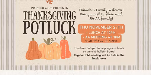 Pioneer Thanksgiving Day Potluck 2025