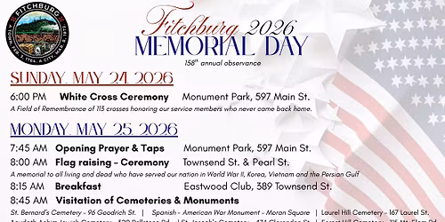 Fitchburg Memorial Day 2026 Events