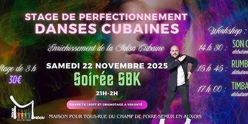Stage de perfectionnement SALSA \/ SON, RUMBA et TIMBA et soiree SBK \u00e0 SEMUR EN AUXOIS.