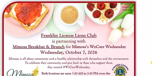 Franklin Lioness Lions Mimosa We Care Wednesday Event