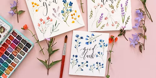 Brush Calligraphy & Watercolour Wildflower Cards