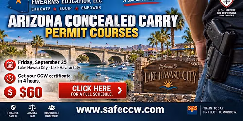 Multi-state recognized Concealed Carry Permit Coming to lake havasu city!