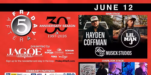 FRIDAY AFTER 5 - 30th: HAYDEN COFFMAN with L'il MAN J -and- The MUSICK Federations Dance Team 