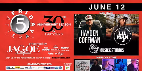 FRIDAY AFTER 5 - 30th: HAYDEN COFFMAN with L'il MAN J -and- The MUSICK Federations Dance Team 