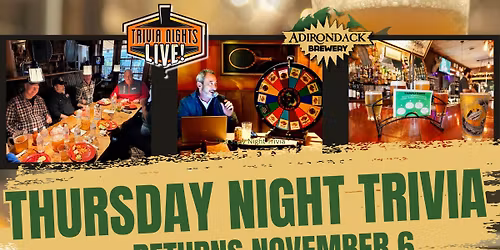 Thursday Night Trivia at Adirondack Pub & Brewery in Lake George