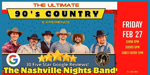 The Nashville Nights Band: The Ultimate 90's Country Experience at Jergels