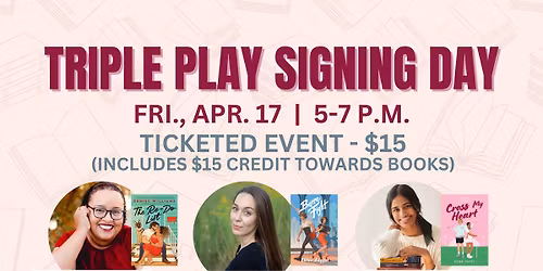 Triple Play Signing Day - three romance authors at HEA Book Boutique